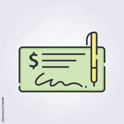 colored outline paycheck banknote icon logo vector illustration design