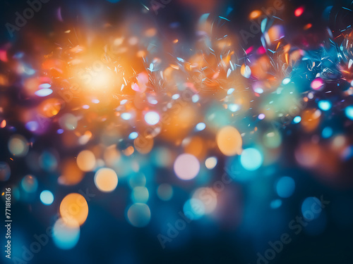 Circular bursts of colorful bokeh shine from lively party lights photo