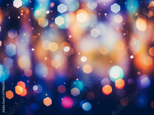 Circular, colorful bokeh gleams from party lights