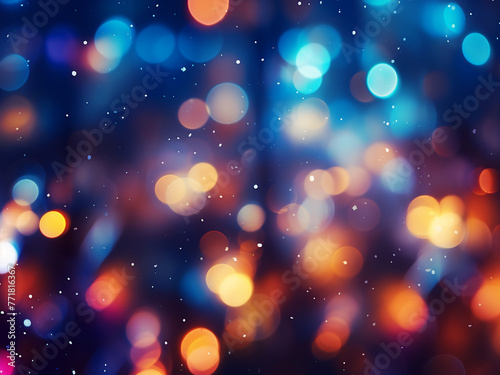 Warm lights blur against a cityscape with a violet spot and bokeh