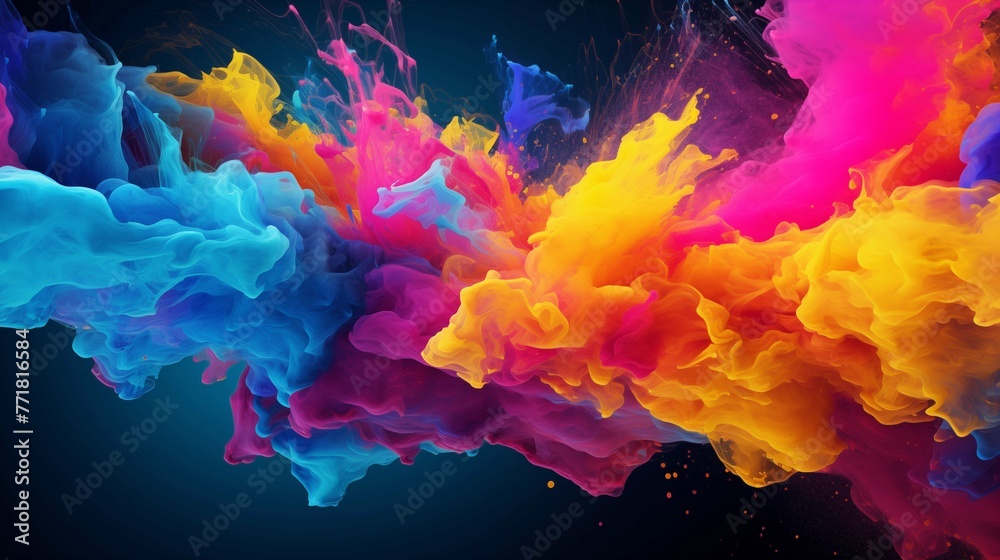 Paint Splash 8k Desktop Wallpape.Splash of color paint, water or smoke on dark background, abstract pattern