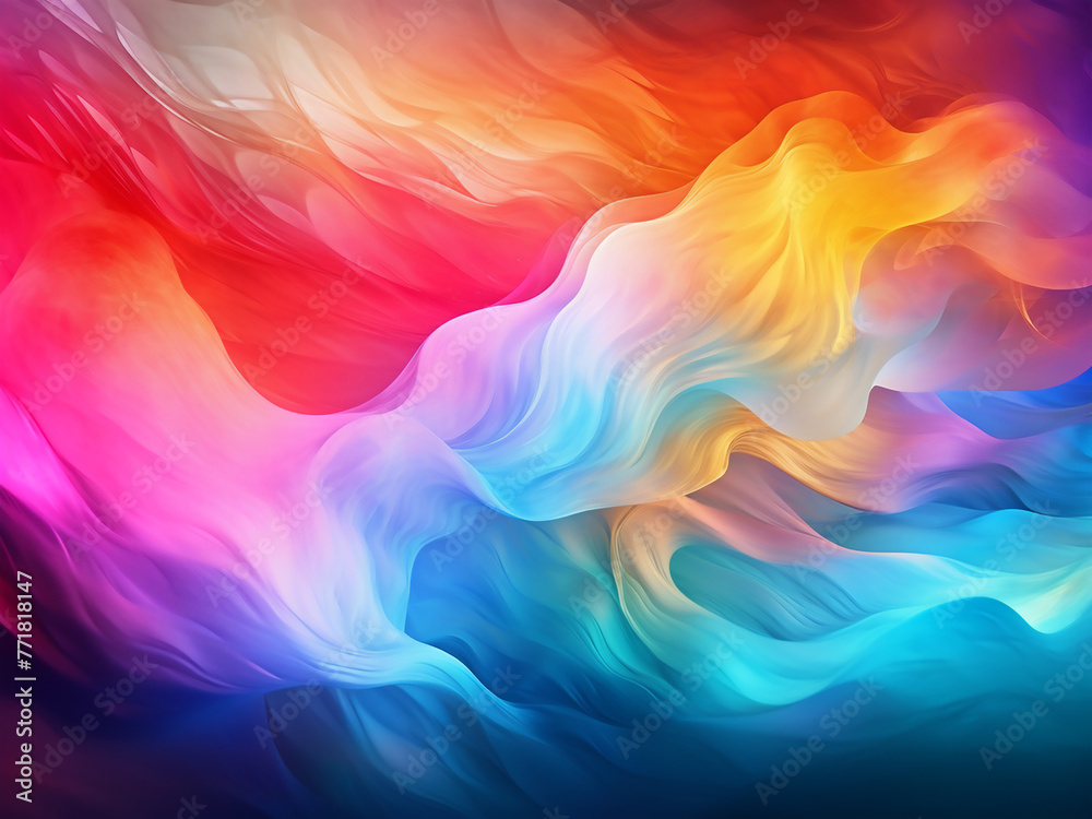 Gradient backgrounds depict visual waves and lighting effects.