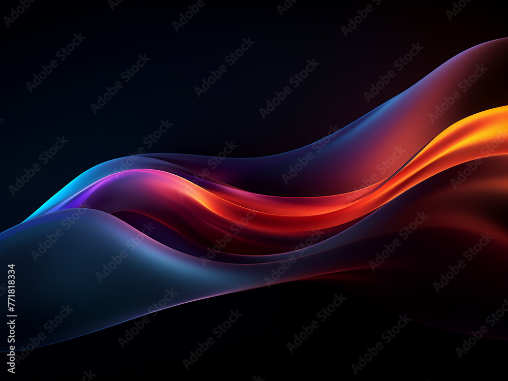 Fototapeta premium Different hues smoothly transition across a dark background.