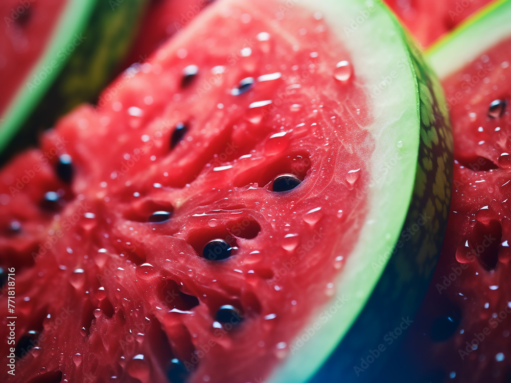 Watermelon macro photography creates a beautiful blurred backdrop. Watermelon macro photography creates a beautiful blurred backdrop.