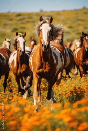 horses galloping in the steppe Generative AI © València