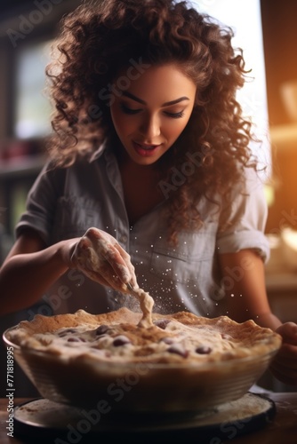 female cook making cookies cake Generative AI