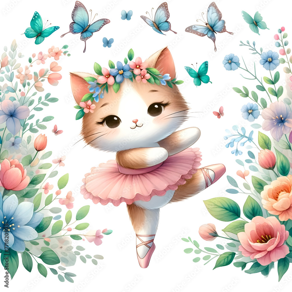 Cat ballet clipart PNG, cute cat dance Stock Illustration | Adobe Stock