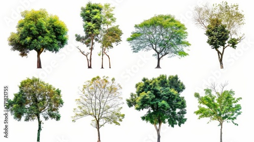 Trees isolated on white background, A beautiful tree from Thailand , Suitable for use in architectural design, decoration, both print and web uses.