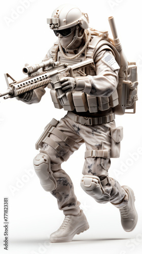 Soldier in Full Combat Gear Running