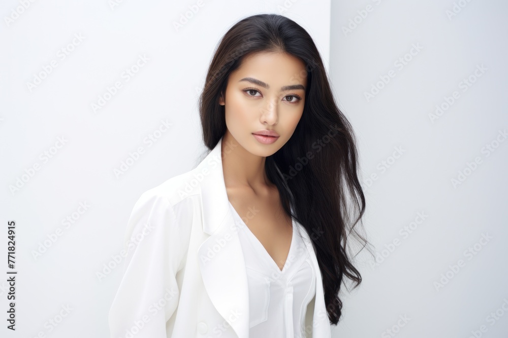 amazing and beautiful asian woman model, white dress, clean background amazing and beautiful asian woman model, white dress, clean background