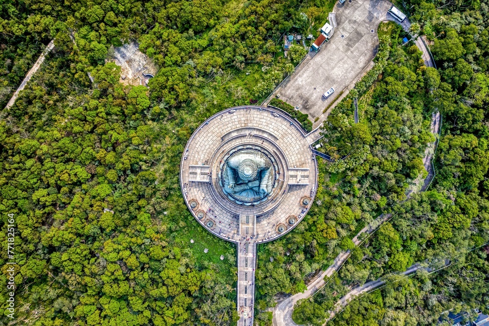 Tian Tan Buddha-Big Buddha Hong Kong aerial bird view. Tian Tan Buddha-Big Buddha Hong Kong aerial bird view.