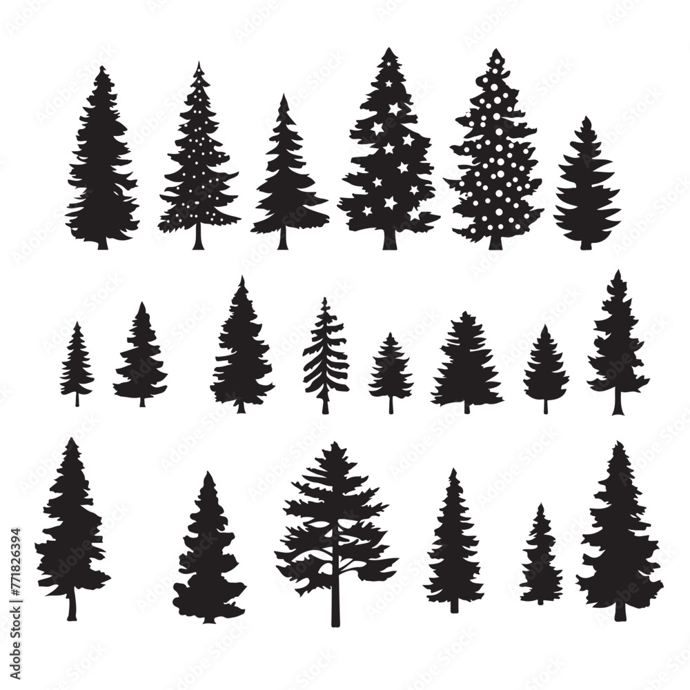 Obraz premium Pine silhouette, Christmas tree silhouette