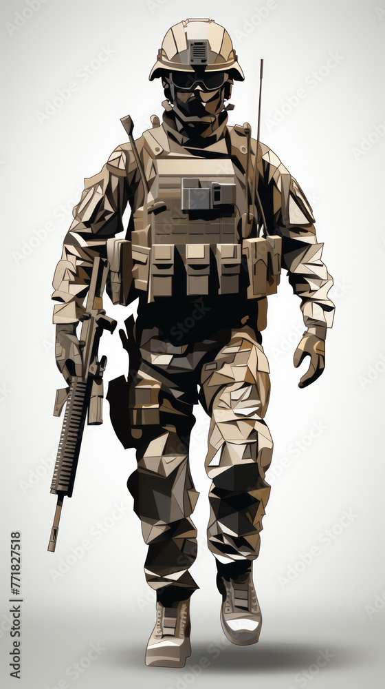 Modern Military Soldier in Gear
Modern Military Soldier in Gear
