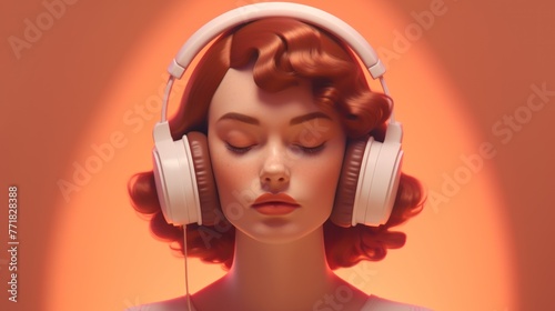 The Lofi Chill Woman in Concept Art, Adorned with Bluetooth Headphones