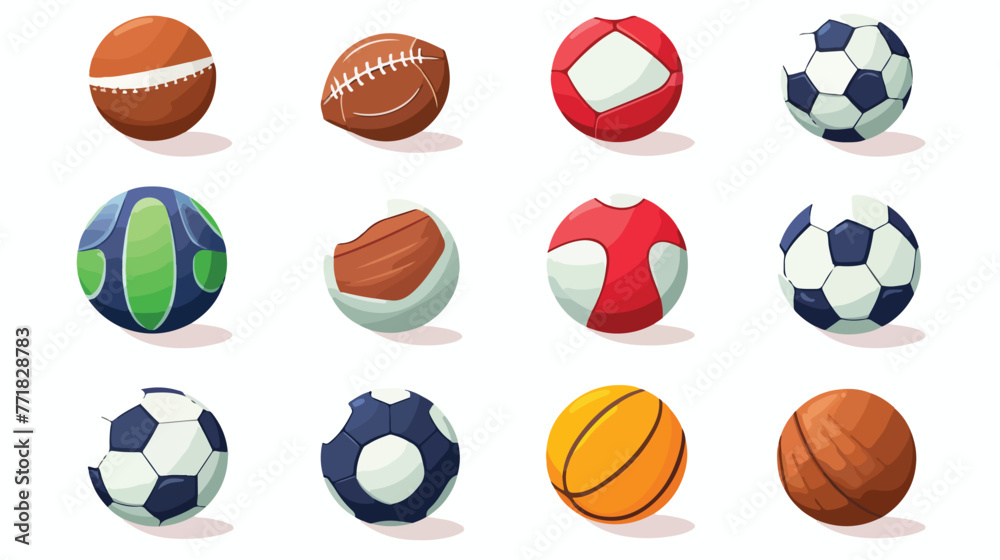 Collection of round and oval balls for different sp