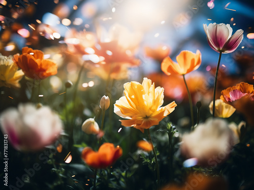 Immerse yourself in the blurred beauty of spring flowers in motion. #771831743