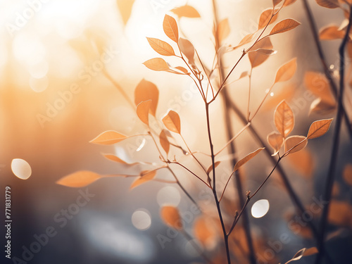 Witness the tranquil allure of nature depicted through blurred leaves. #771831779