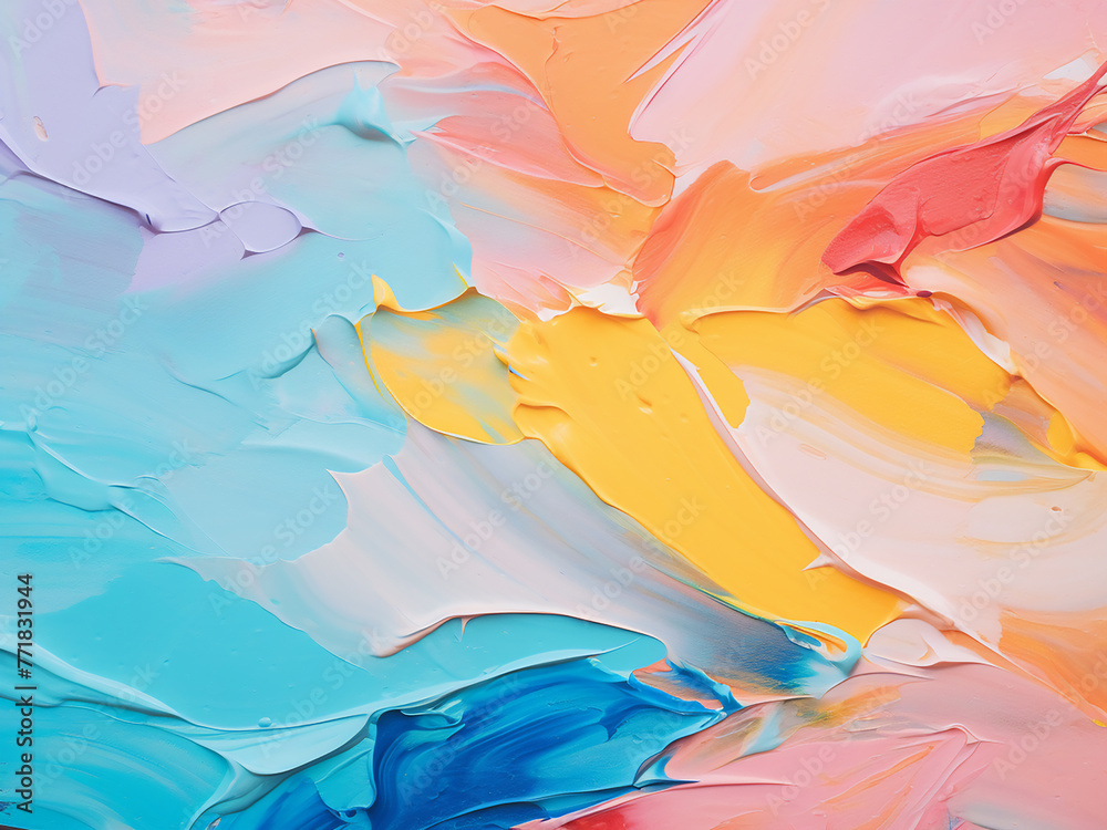 Wallpaper features abstract oil painting with colorful brush strokes.