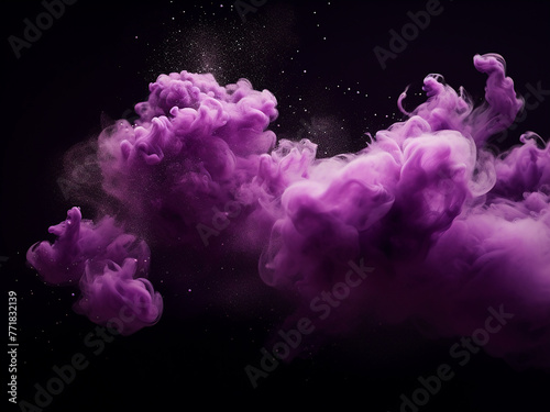 Seamless loop animation depicts swaying purple cloud on black backdrop.