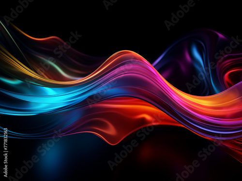 Abstract image features smooth silk lines on black.