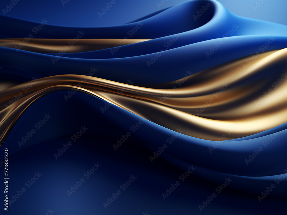 Obraz premium Wavy background features bluish-golden tones.