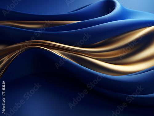 Wavy background features bluish-golden tones.