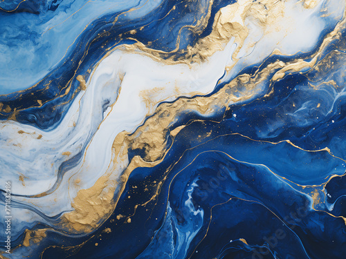 Experience the allure of blue and gold abstract acrylic backgrounds.