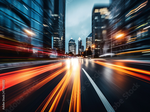 City traffic blurs  creating an abstract backdrop.