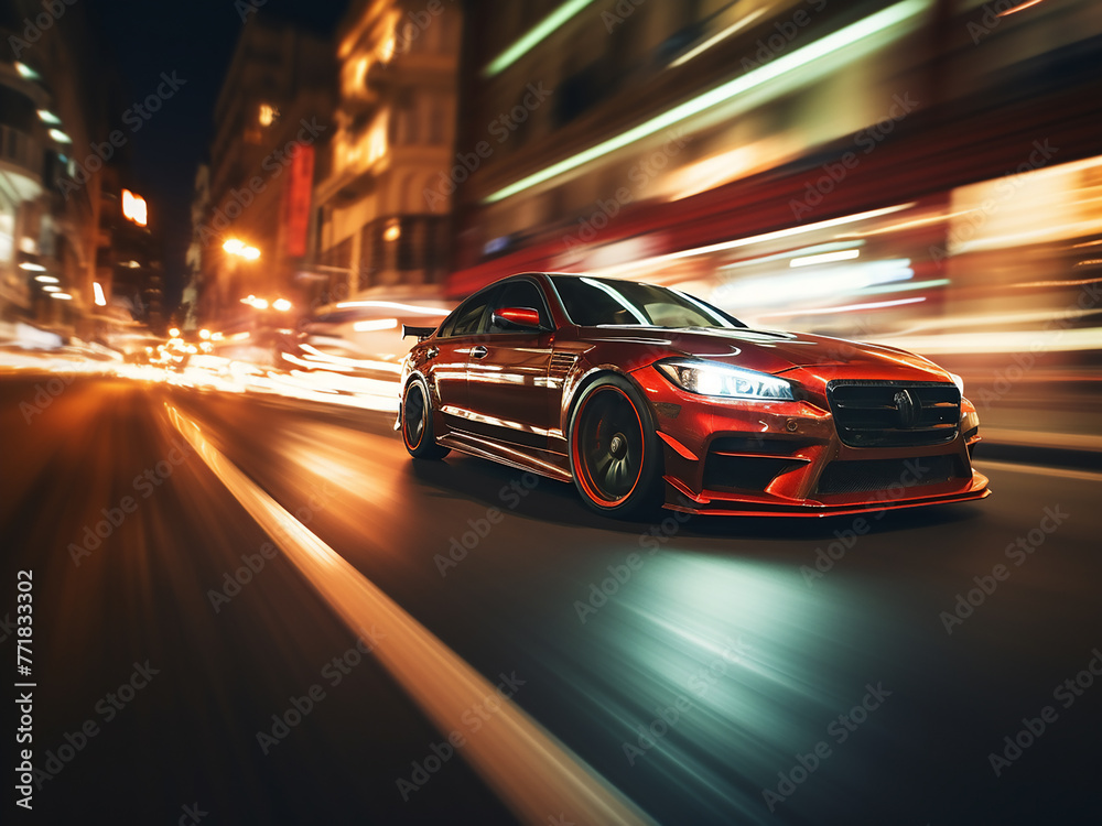 Urban nightscape with blurred car bokeh. Urban nightscape with blurred car bokeh.