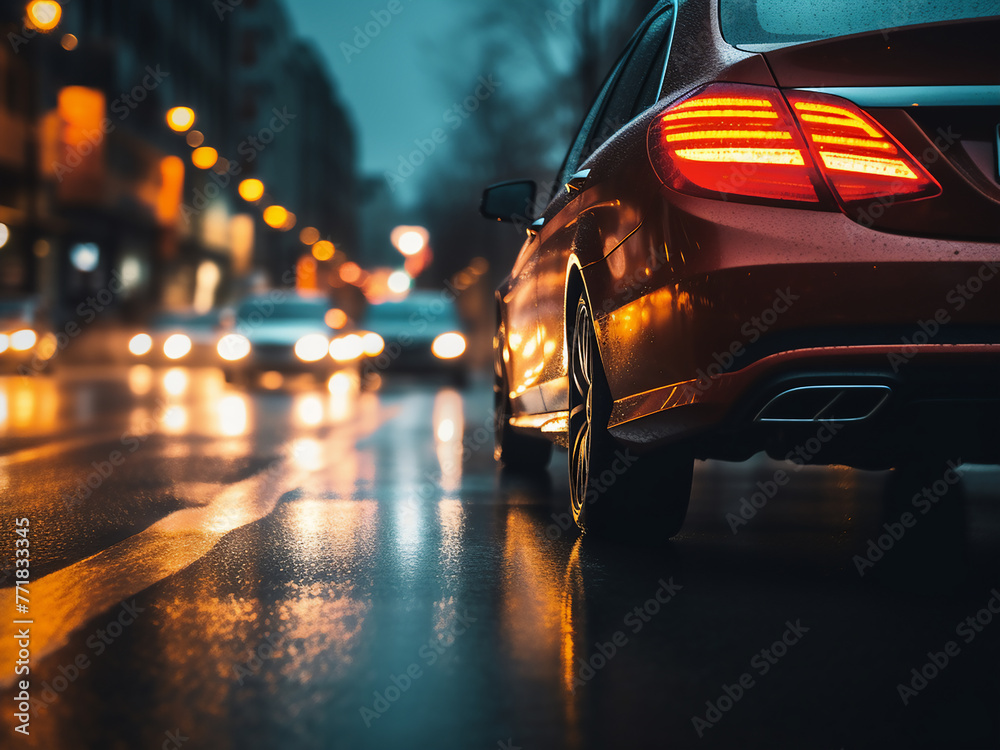 Urban bokeh at night features car lights blur. Urban bokeh at night features car lights blur.