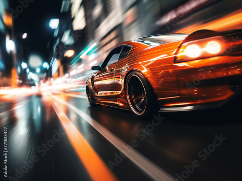 Car lights create bokeh effect in city at night. © Llama-World-studio
