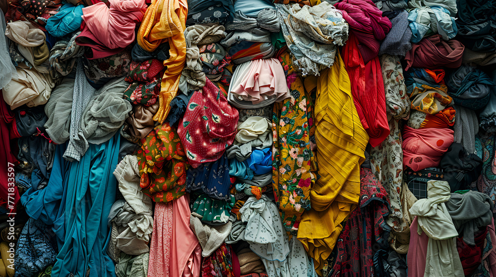 huge pile of fashionable clothes, fashion revolution week huge pile of fashionable clothes, fashion revolution week
