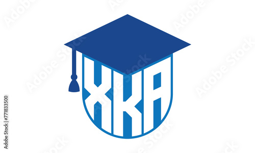 XKA initial letter academic logo design vector template. school college logo, university logo, graduation cap logo, institute logo, educational logo, library logo, teaching logo, book shop, varsity