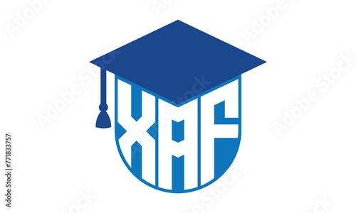 XAF initial letter academic logo design vector template. school college logo, university logo, graduation cap logo, institute logo, educational logo, library logo, teaching logo, book shop, varsity