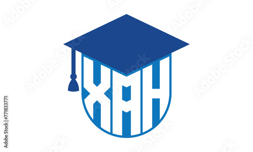 XAH initial letter academic logo design vector template. school college logo, university logo, graduation cap logo, institute logo, educational logo, library logo, teaching logo, book shop, varsity