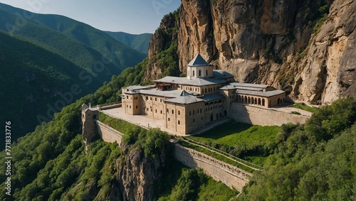 A photo of a monastery on a mountainside.

 photo