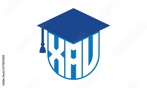 XAV initial letter academic logo design vector template. school college logo, university logo, graduation cap logo, institute logo, educational logo, library logo, teaching logo, book shop, varsity
