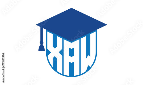 XAW initial letter academic logo design vector template. school college logo, university logo, graduation cap logo, institute logo, educational logo, library logo, teaching logo, book shop, varsity