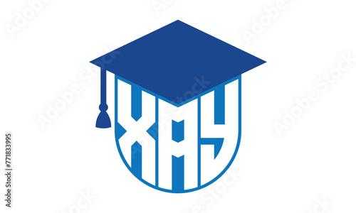 XAY initial letter academic logo design vector template. school college logo, university logo, graduation cap logo, institute logo, educational logo, library logo, teaching logo, book shop, varsity