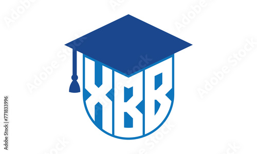 XBB initial letter academic logo design vector template. school college logo, university logo, graduation cap logo, institute logo, educational logo, library logo, teaching logo, book shop, varsity