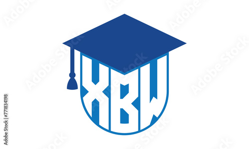 XBW initial letter academic logo design vector template. school college logo, university logo, graduation cap logo, institute logo, educational logo, library logo, teaching logo, book shop, varsity