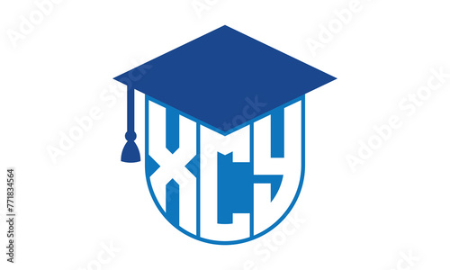 XCY initial letter academic logo design vector template. school college logo, university logo, graduation cap logo, institute logo, educational logo, library logo, teaching logo, book shop, varsity