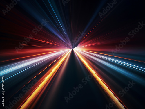 Swift acceleration propels light and stripes in rapid motion. © Llama-World-studio