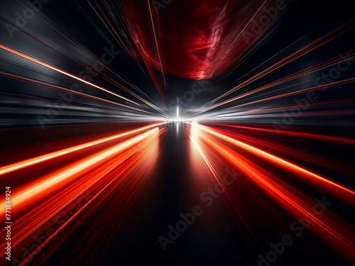 Speed-driven motion: light and stripes streak across the dark.