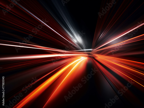 Dynamic motion ensues as light and stripes blur in darkness.