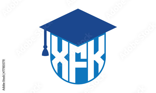 XFK initial letter academic logo design vector template. school college logo, university logo, graduation cap logo, institute logo, educational logo, library logo, teaching logo, book shop, varsity