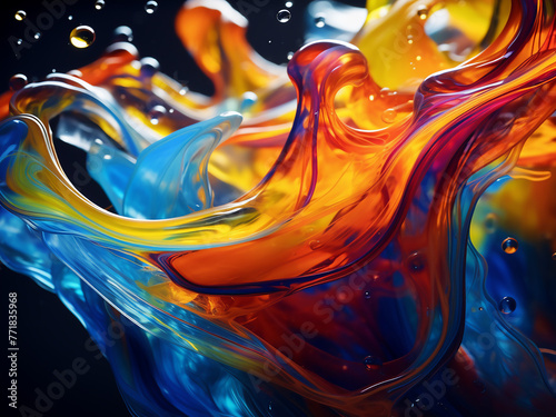 Slow blending flow of liquid paints creates a mesmerizing abstraction.