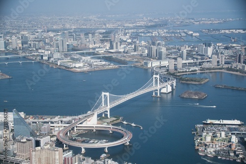 飛行機から俯瞰した東京の街並み