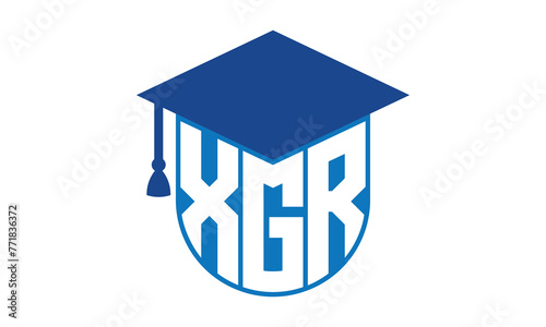 XGR initial letter academic logo design vector template. school college logo, university logo, graduation cap logo, institute logo, educational logo, library logo, teaching logo, book shop, varsity