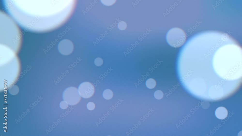 Abstract blue background with scattered white circles, ideal for websites or apps. Blurry effect gives it a modern and dynamic appearance